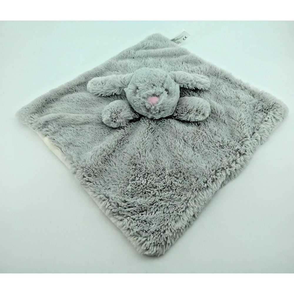 Kellytoy Gray Bunny Lovey Security Blanket Plush Rabbit Pink Nose Soft Baby
